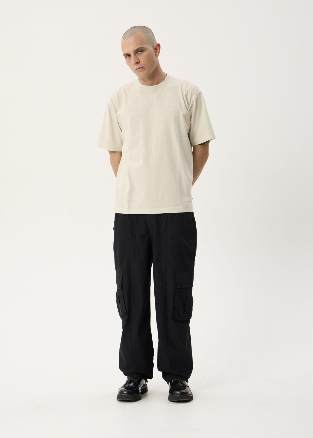 AFENDS Mens Genesis - Heavyweight Boxy Tee - Moonbeam