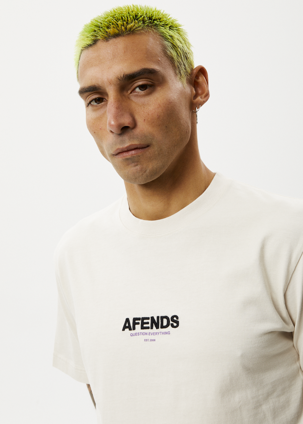 AFENDS Mens Vinyl - Retro Tee - Moonbeam