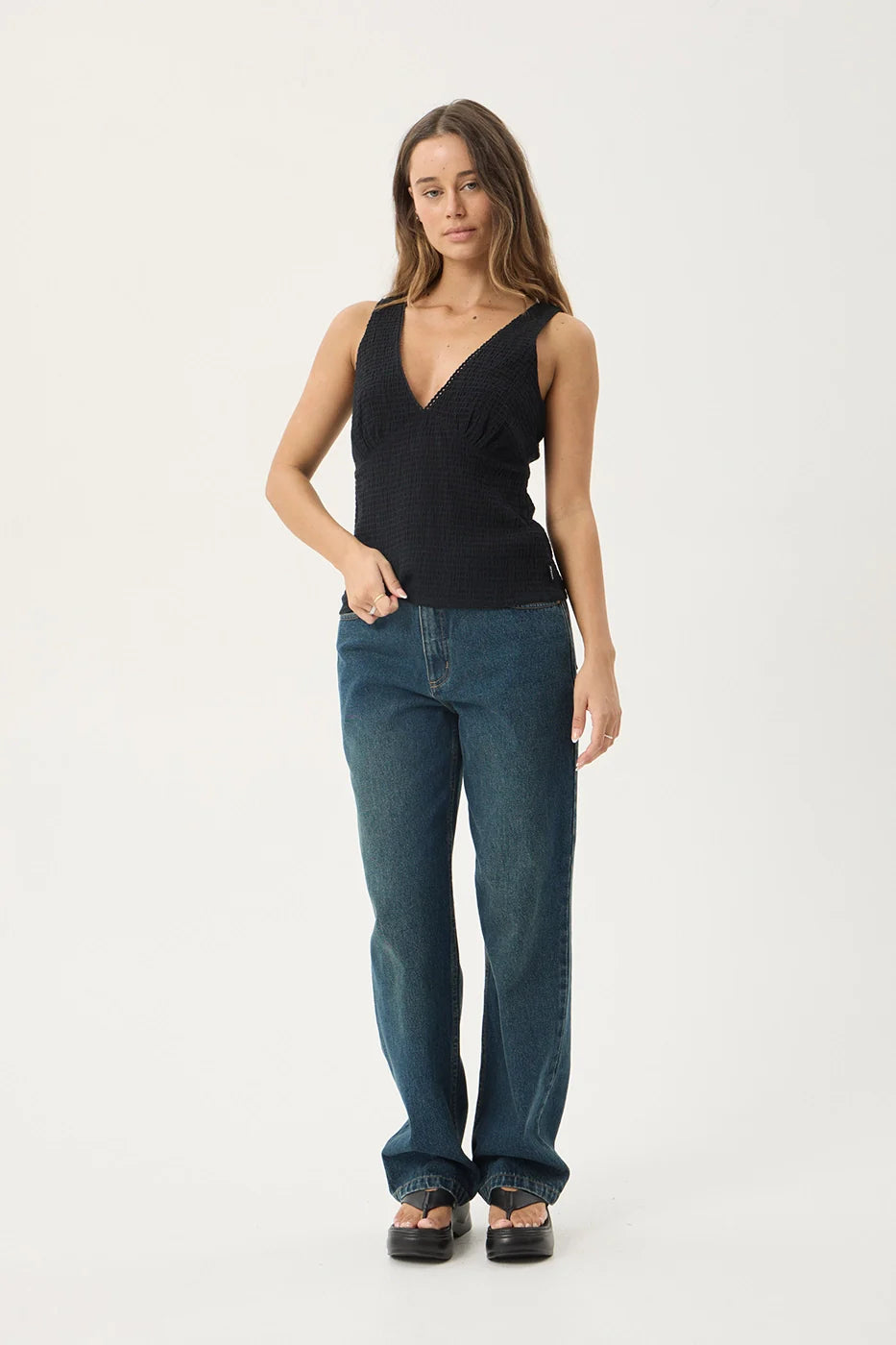 AFENDS Womens Robin - Seersucker Top - Black