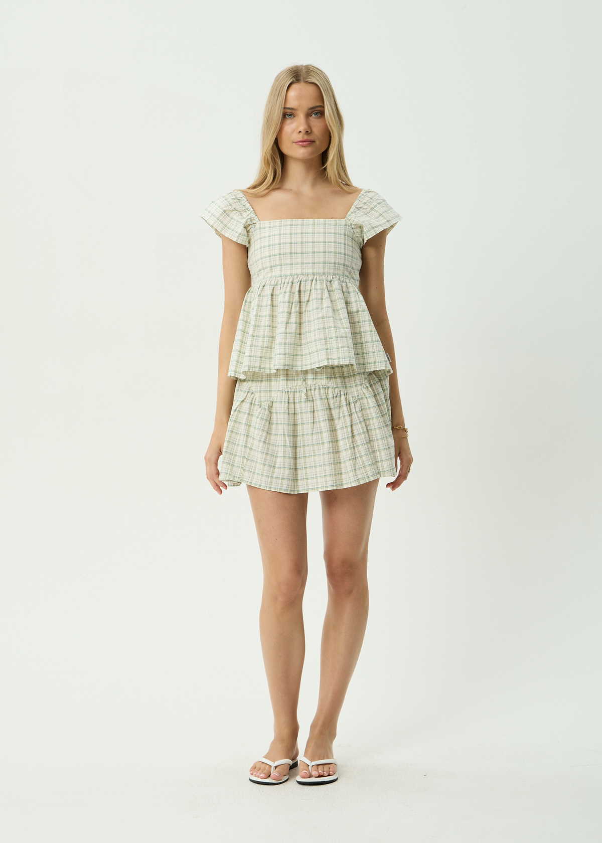 AFENDS Womens Drew - Seersucker Top - Boa Check