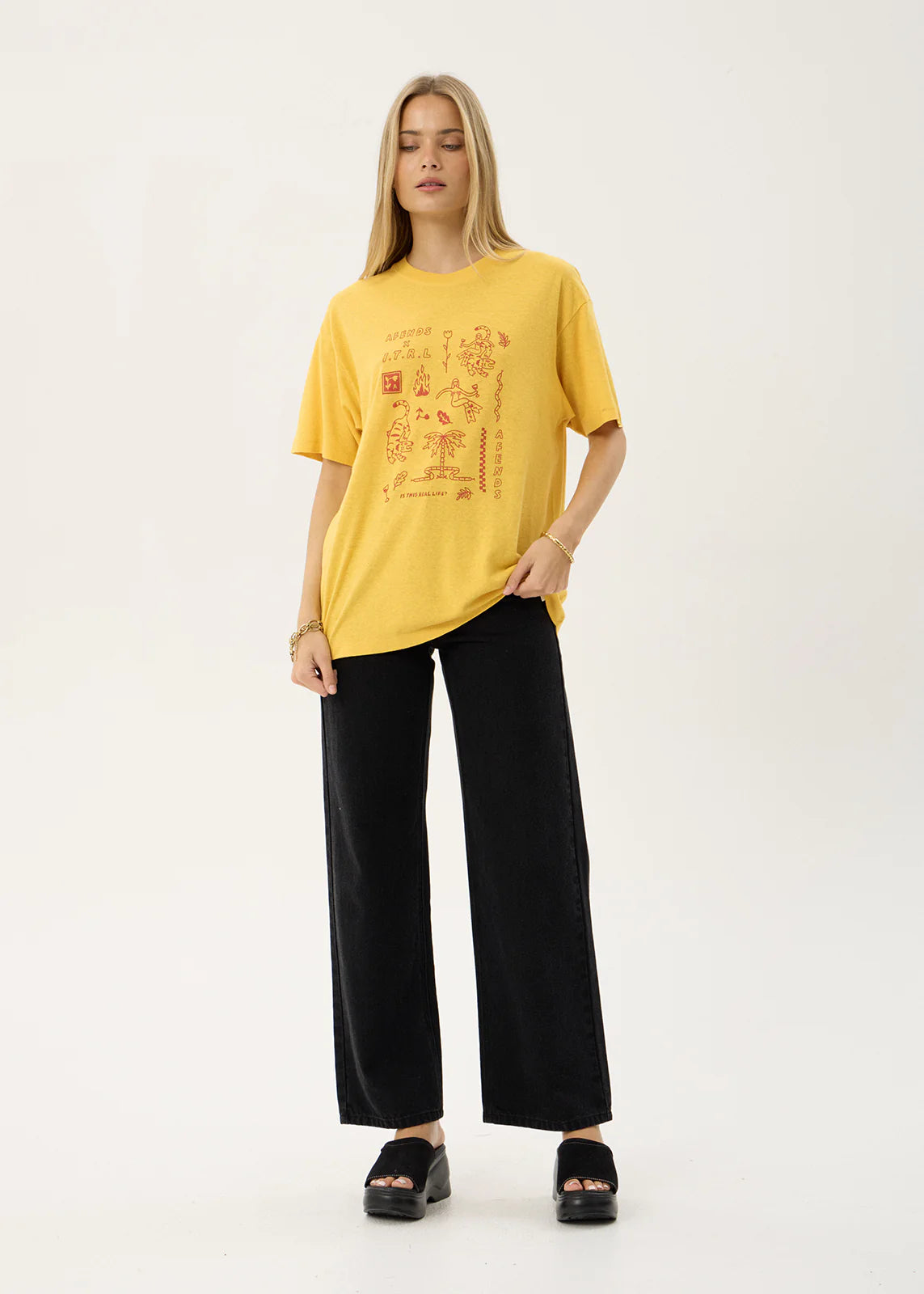 AFENDS Womens Holly - Oversized Tee - Mango