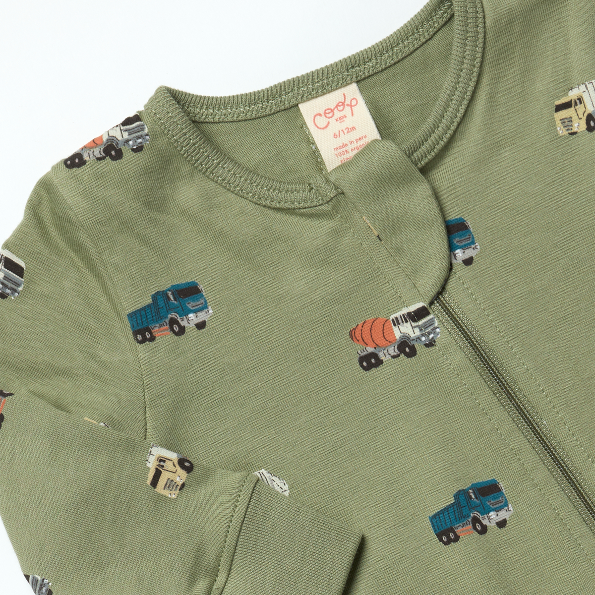 Baby Zip Romper - Trucks