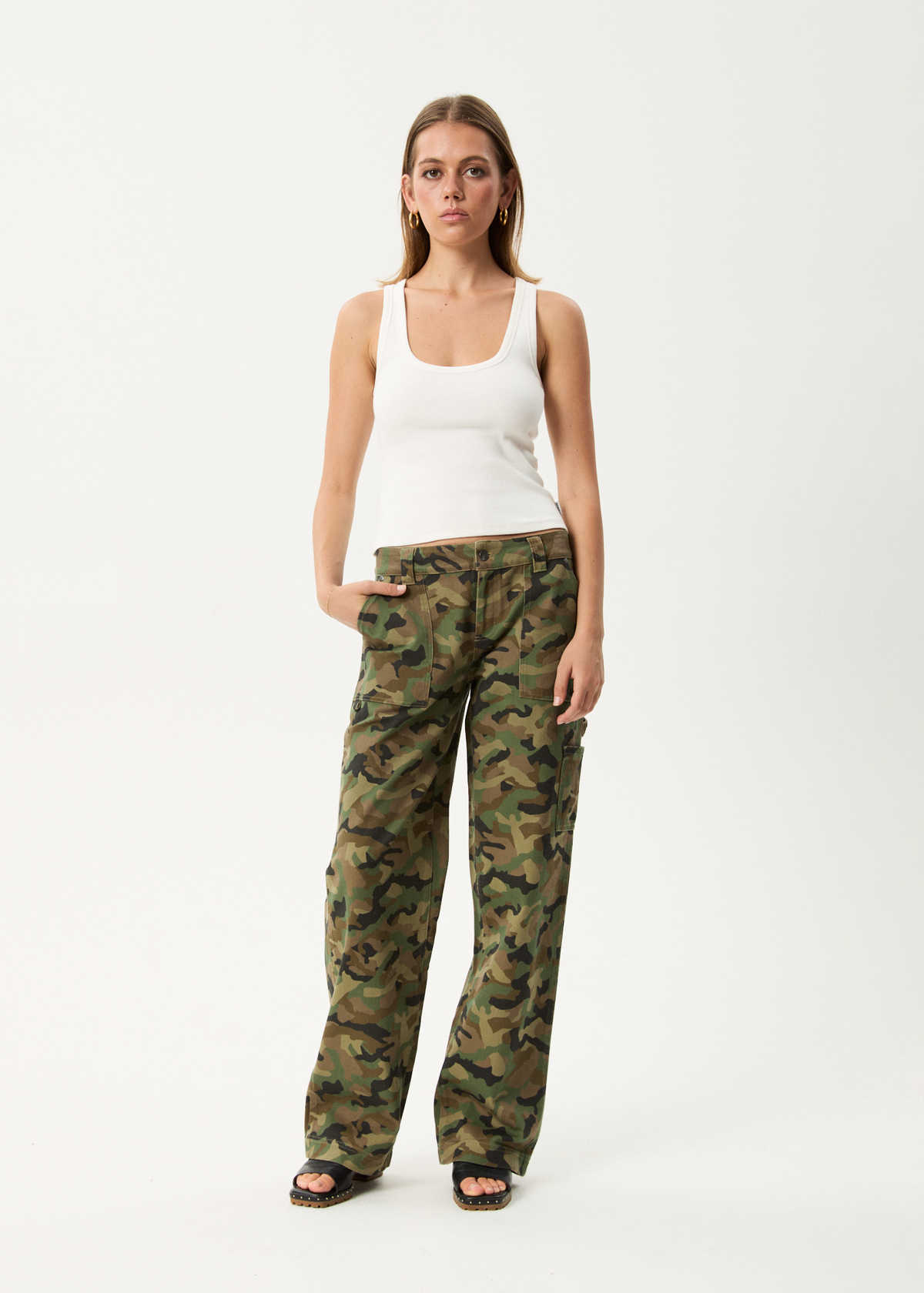 AFENDS Womens Hidden Lexi - Low Rise Workwear Pant - Hidden