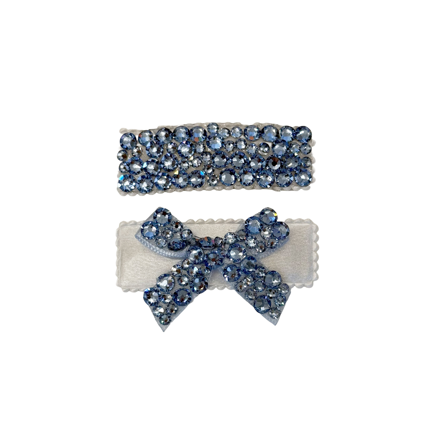 2 Pack Clip Set: Snap Clip and Bow - Light Blue