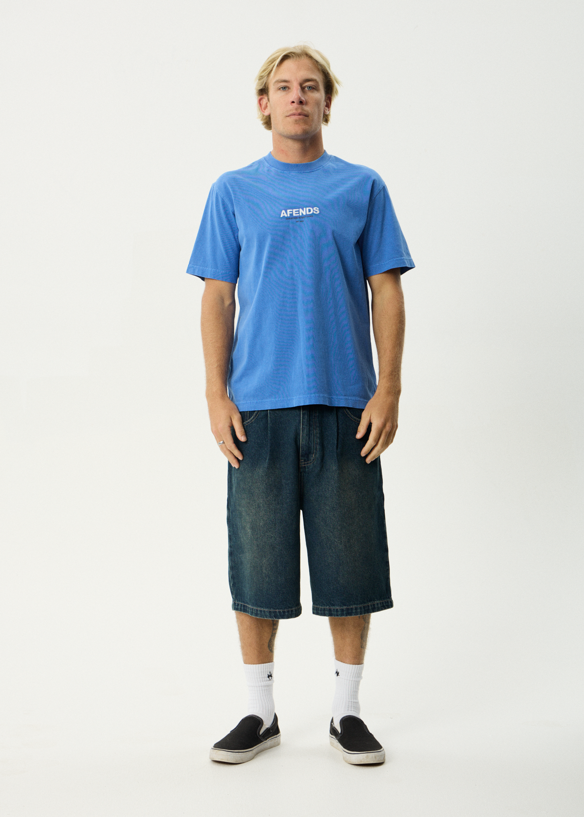 AFENDS Mens Vinyl - Retro Tee - Washed Marina