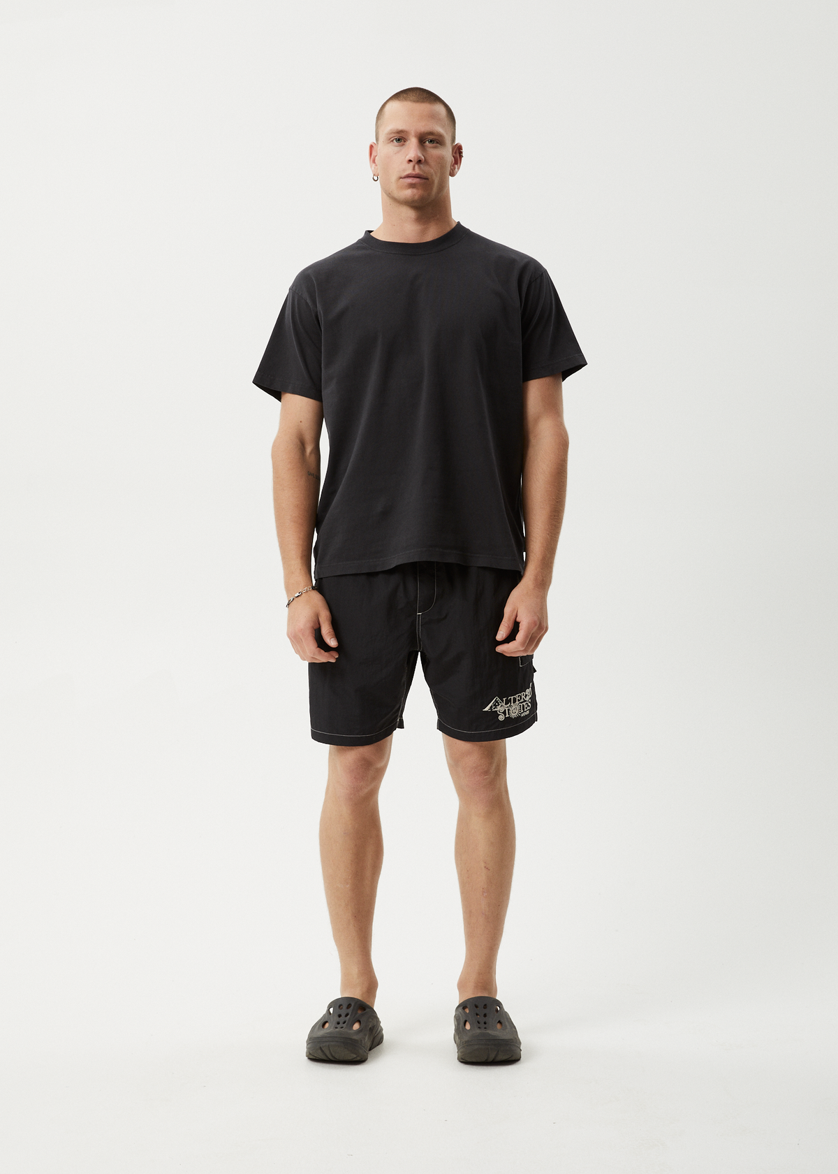AFENDS Mens Deep State - Baywatch Swim Short 18" - Black