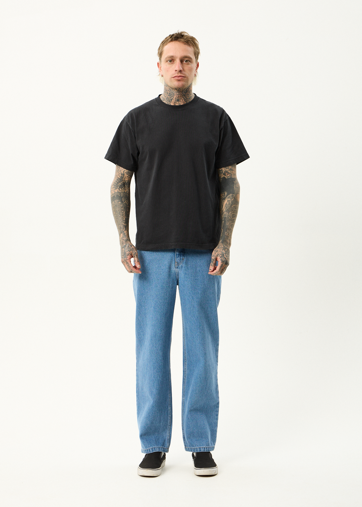 AFENDS Mens Ninety Twos - Denim Relaxed Jean - Worn Blue