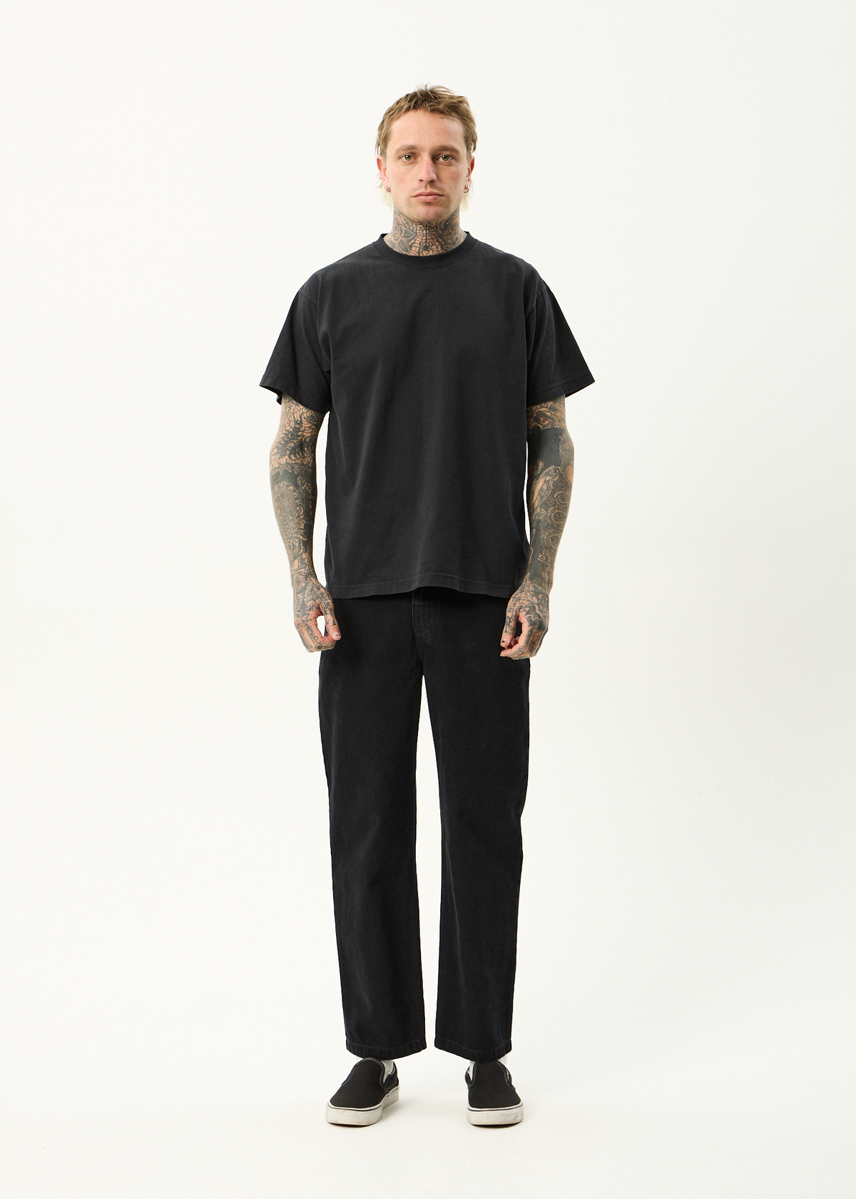 AFENDS Mens Ninety Twos - Denim Relaxed Jean - Washed Black