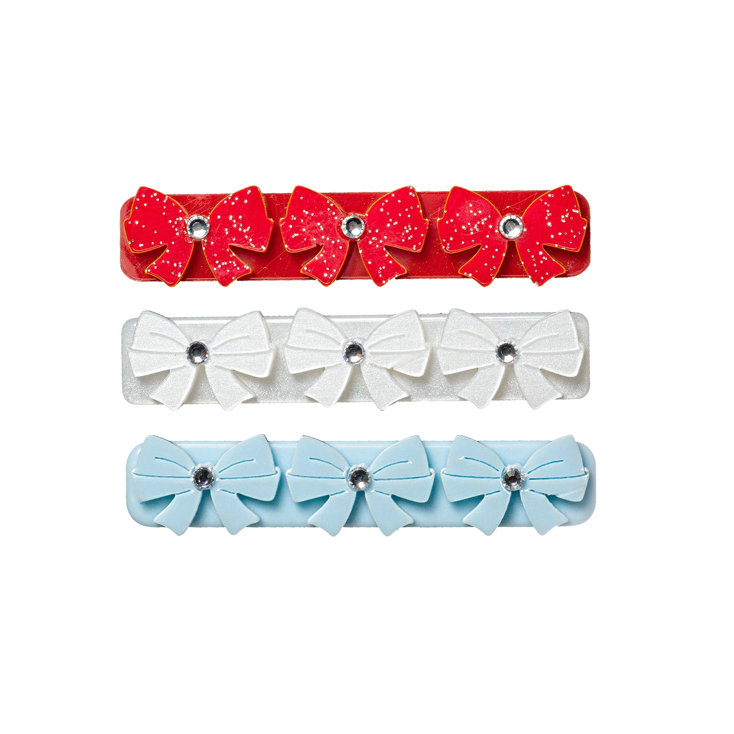 Red, White and Blue Bow Clips