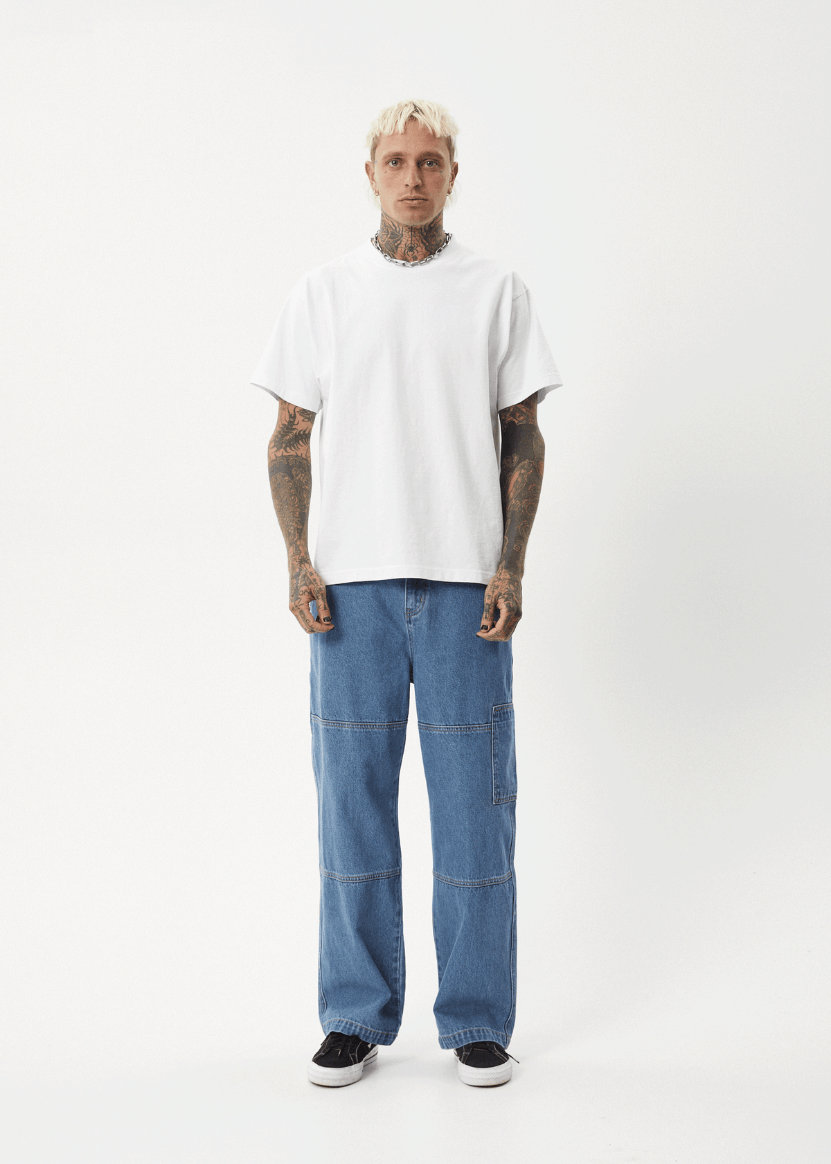 AFENDS Mens Richmond - Denim Workwear Jean - Worn Blue