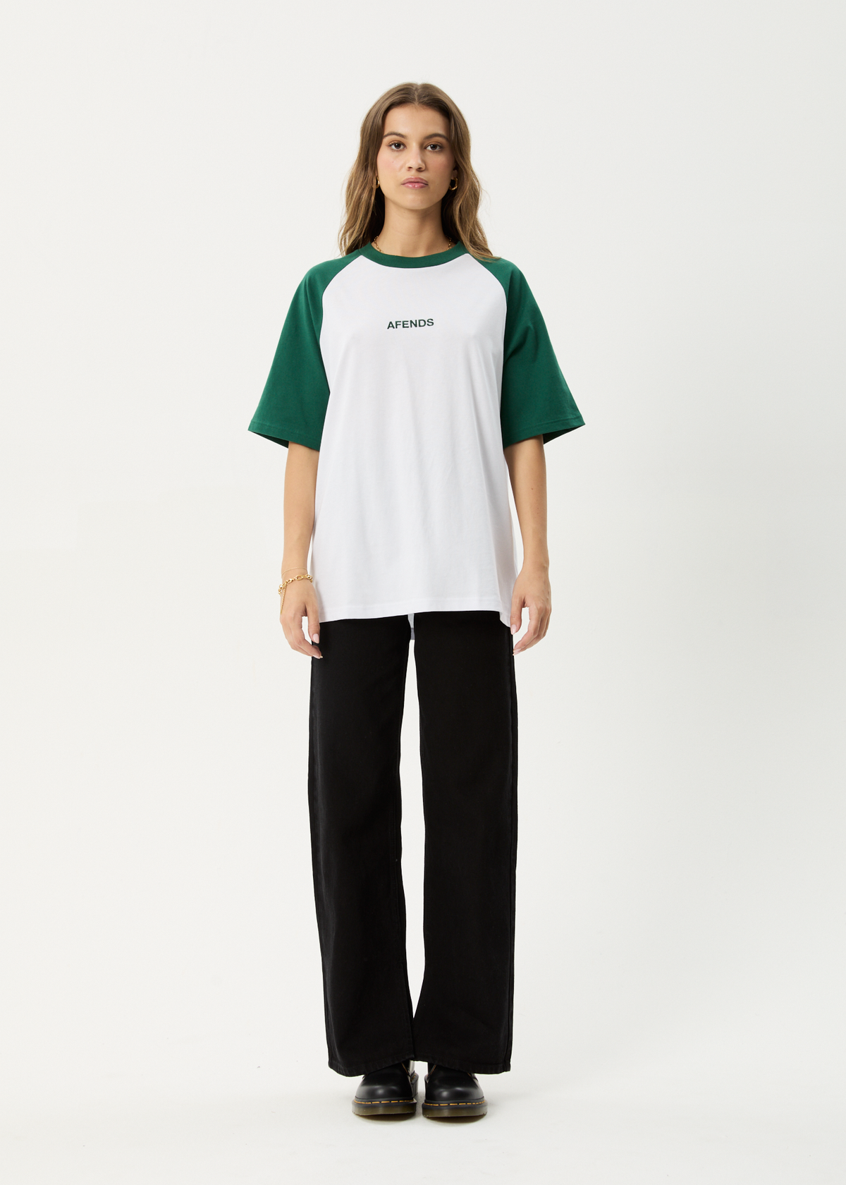 AFENDS Womens Ryan - Oversized Raglan Tee - Hunter Green