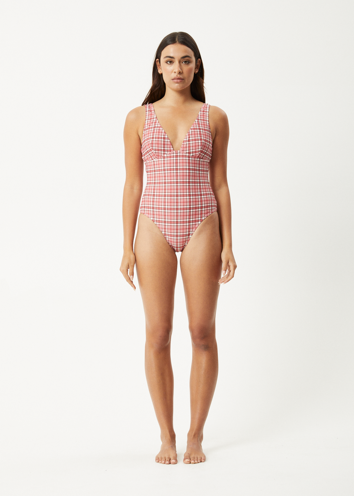AFENDS Womens Check Out - One Piece - Red Check