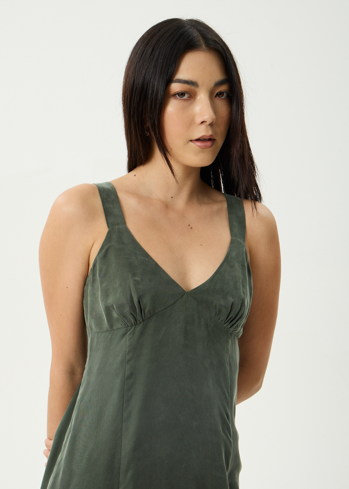 AFENDS Womens Gerry - Cupro Mini Dress - Deep Green