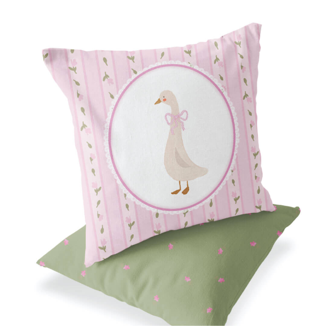 Floral Goose Accent Pillow