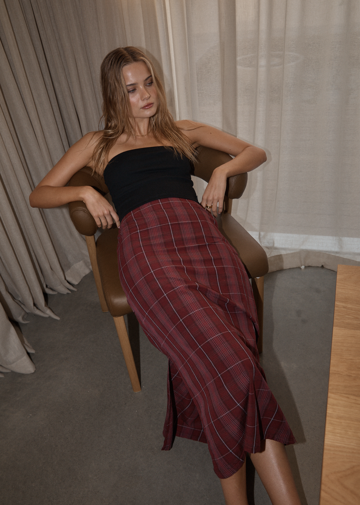 AFENDS Womens Eboni - Midi Skirt - Port