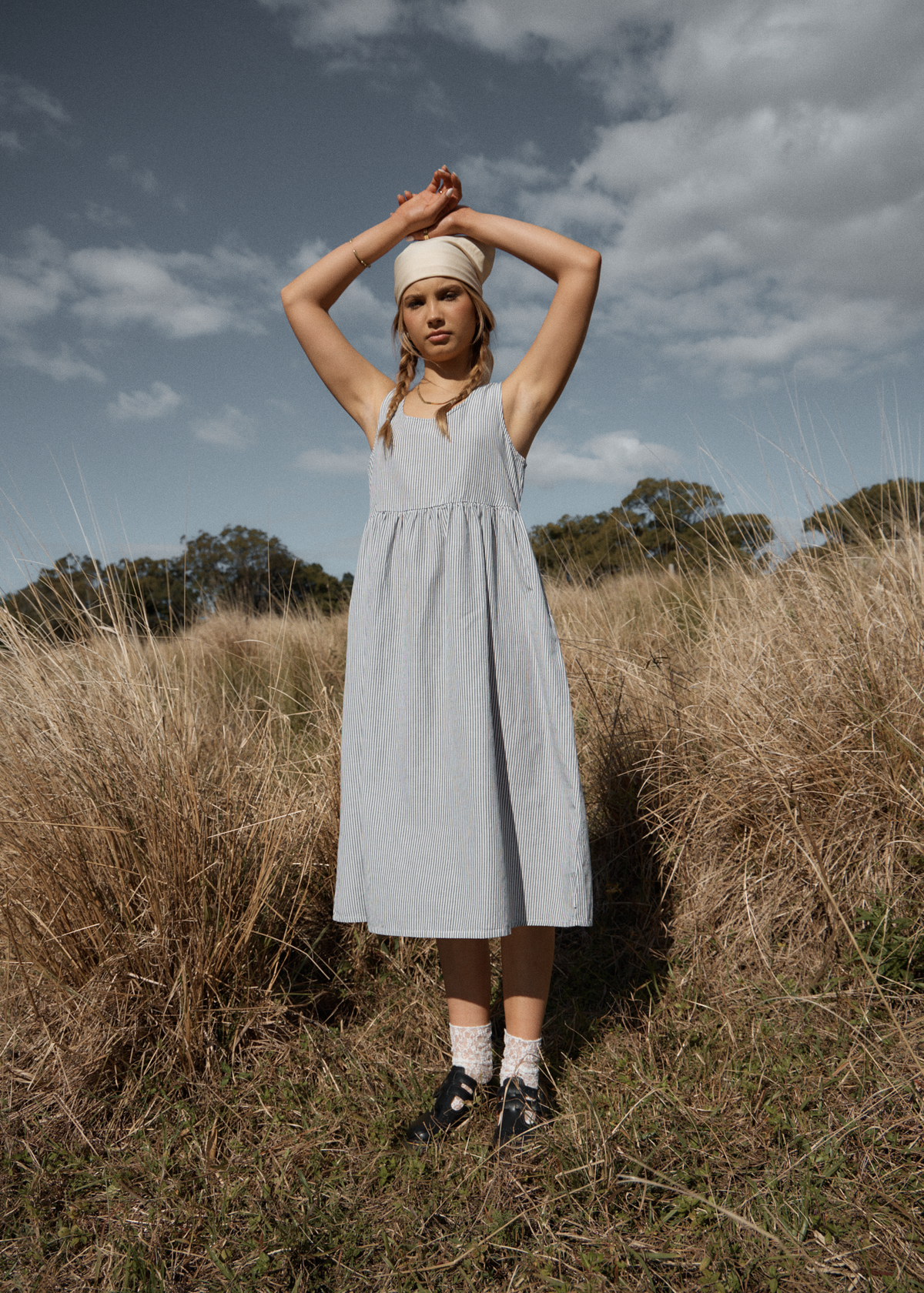 AFENDS Womens Intergalactic - Midi Dress - Navy Stripe
