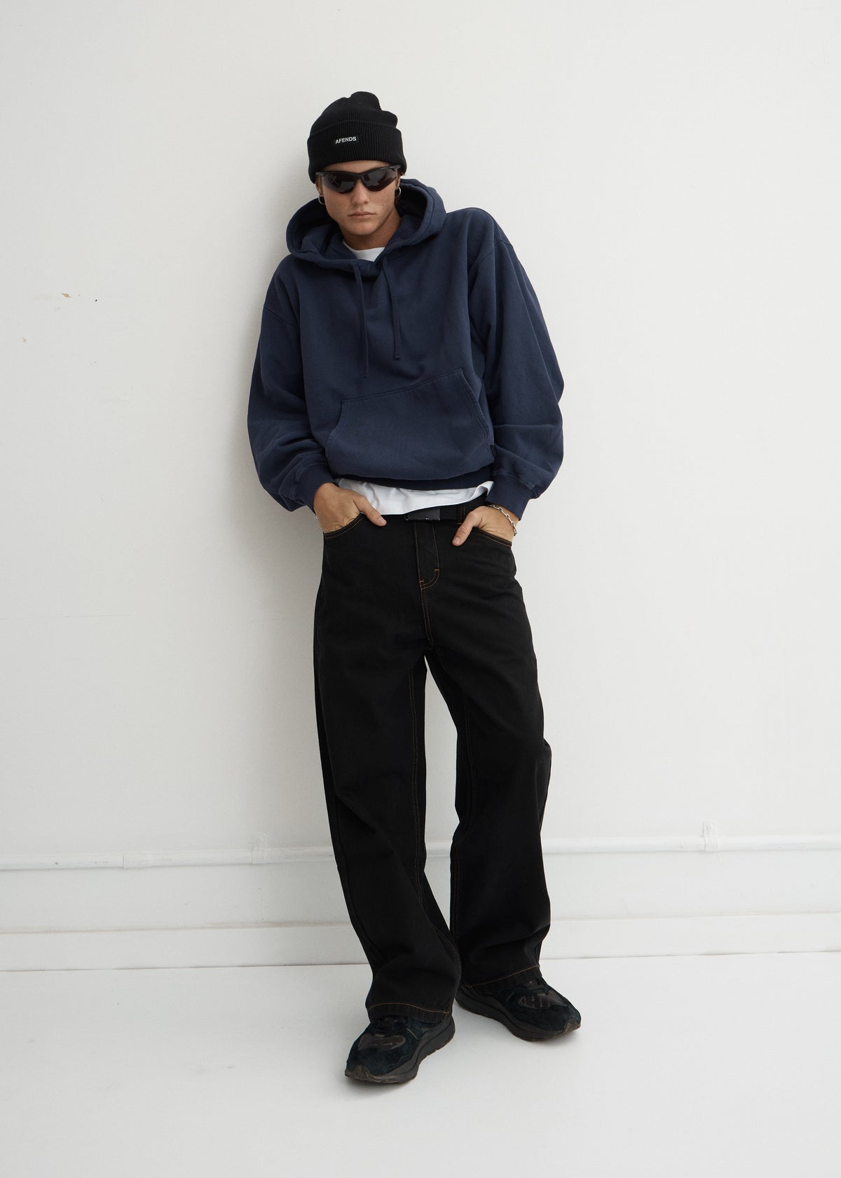 AFENDS Mens Pablo - Denim Baggy Jean - Washed Black