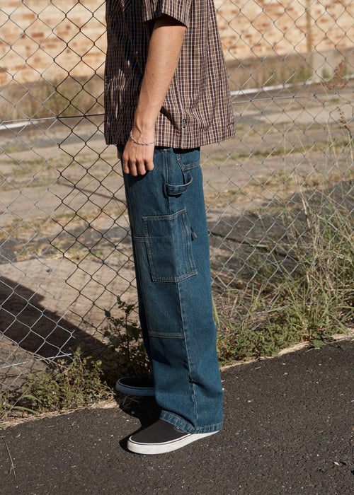 AFENDS Mens Richmond - Denim Workwear Jean - Vintage Wash