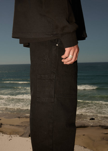 AFENDS Mens Richmond - Denim Workwear Jean - Washed Black