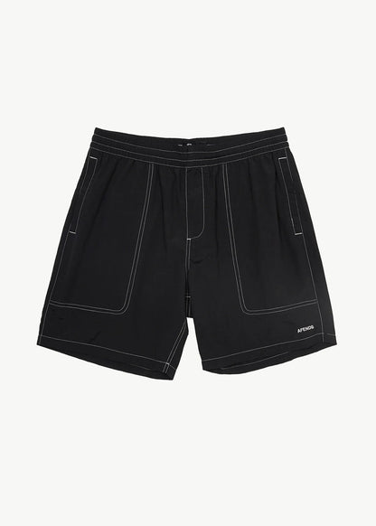 AFENDS Mens Baywatch - Swim Short 18" - Black
