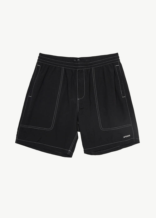 AFENDS Mens Baywatch - Swim Short 18" - Black