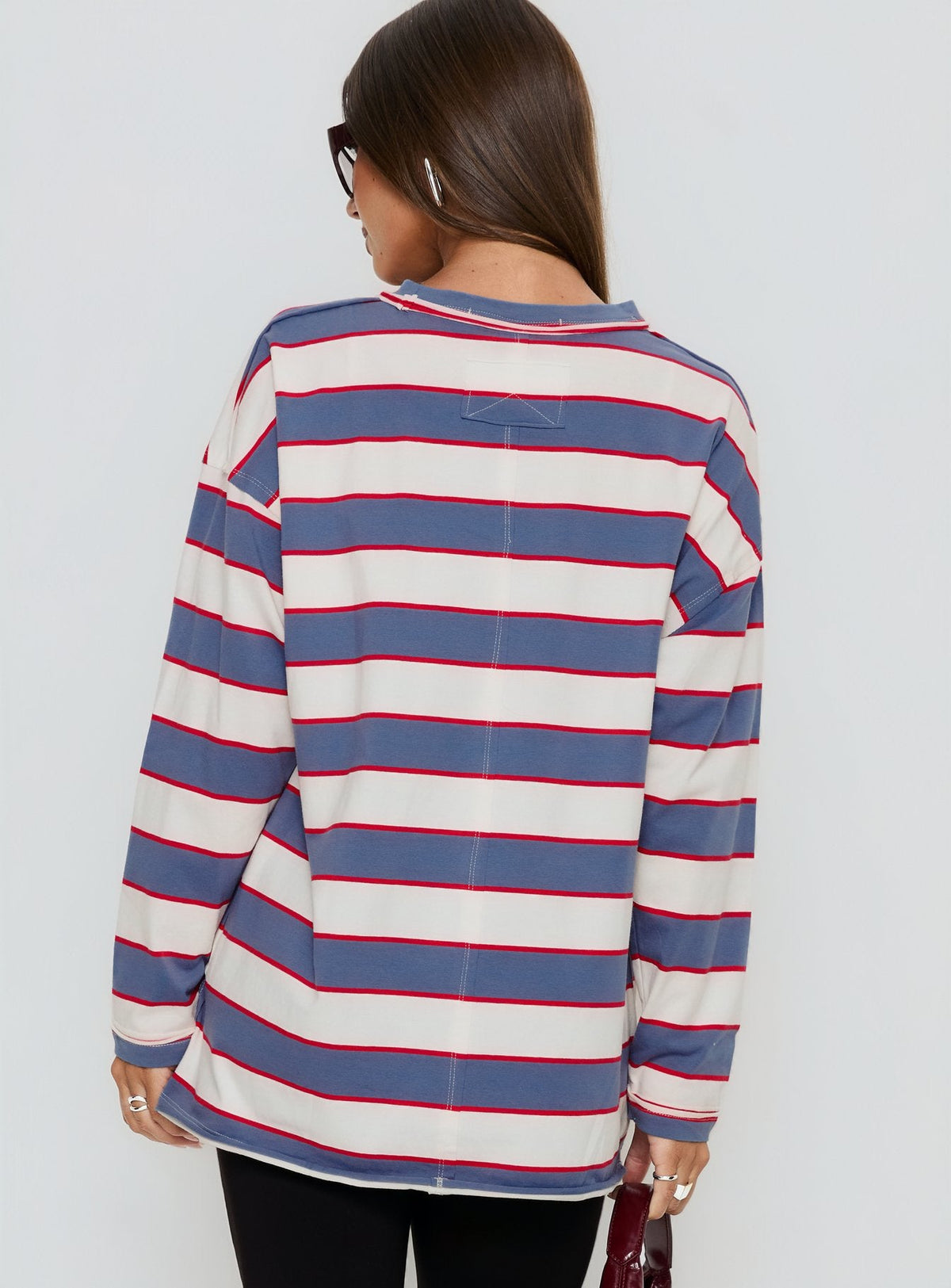 Horizon Long Sleeve Top Dusty Blue Stripe