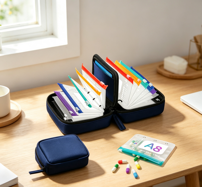 Travel Pill Organizer Case | Color-Coded Reusable Medication Pouches