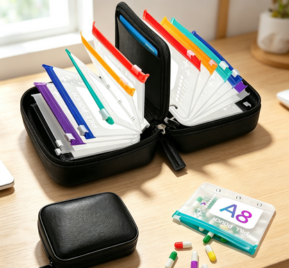 Travel Pill Organizer Case | Color-Coded Reusable Medication Pouches