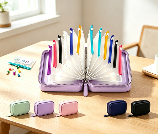 Travel Pill Organizer Case | Color-Coded Reusable Medication Pouches
