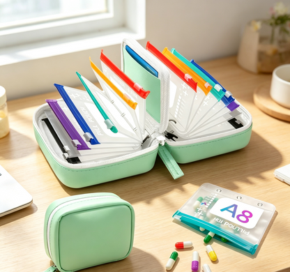 Travel Pill Organizer Case | Color-Coded Reusable Medication Pouches