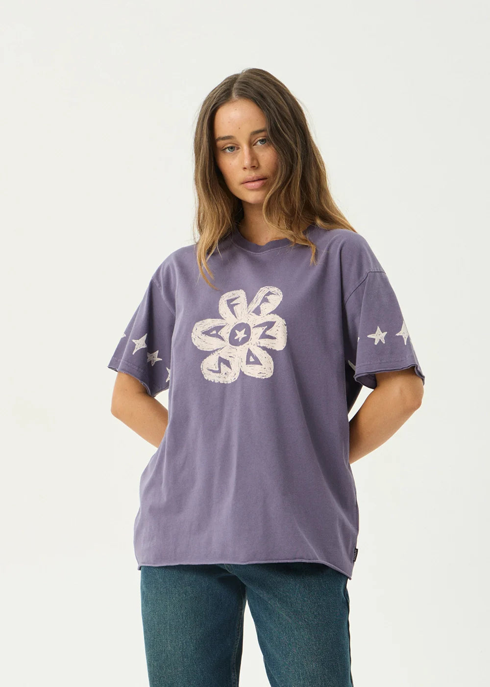 AFENDS Womens Raven - Oversized Tee - Vintage Aubergine