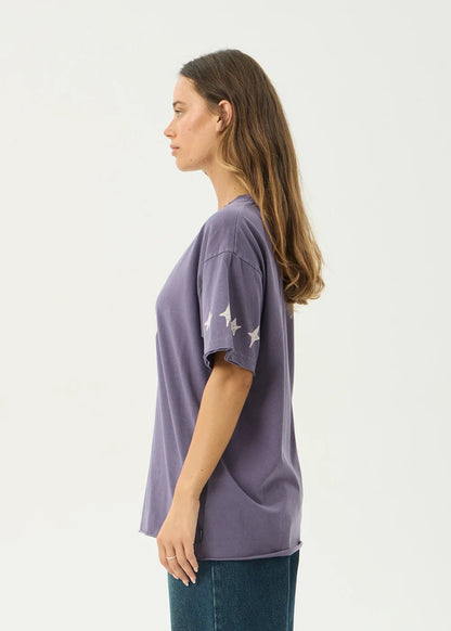 AFENDS Womens Raven - Oversized Tee - Vintage Aubergine