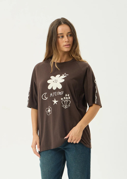 AFENDS Womens Terra - Oversized Raglan Tee - Coffee
