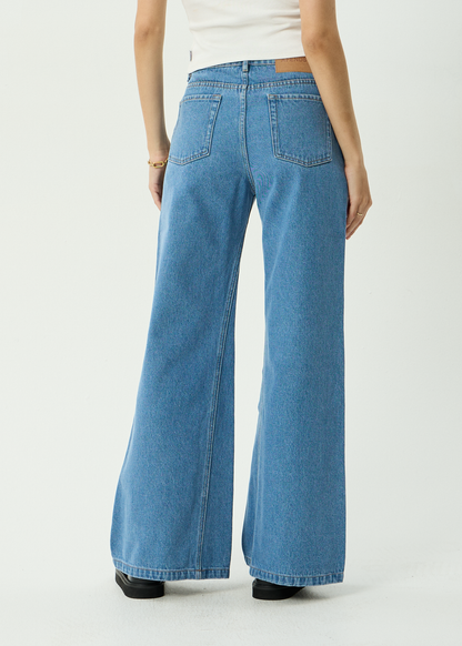 AFENDS Womens Gigi - Denim Flared Leg Jean - Worn Blue