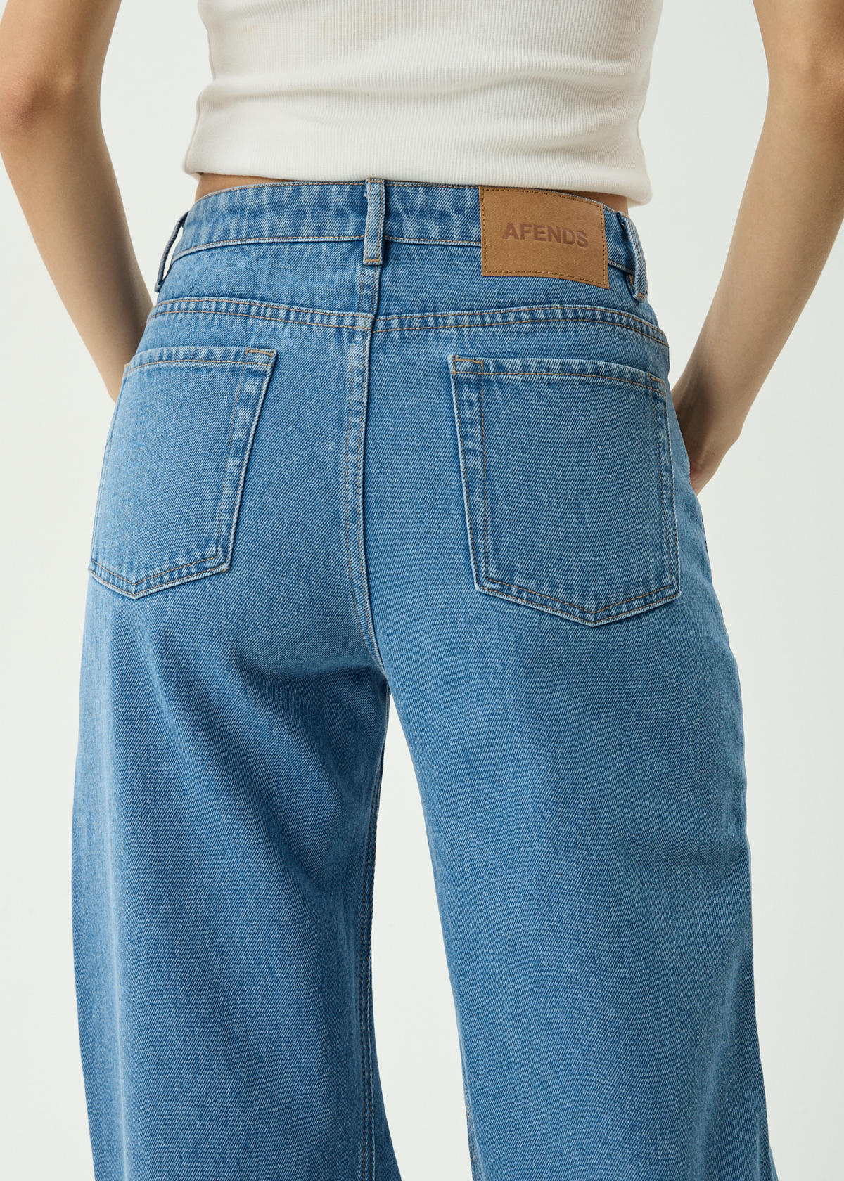 AFENDS Womens Gigi - Denim Flared Leg Jean - Worn Blue