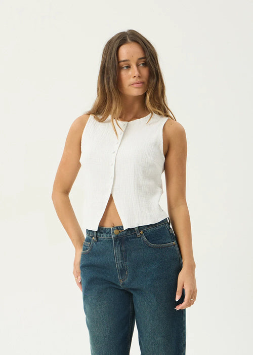 AFENDS Womens Lana - Seersucker Top - Off White
