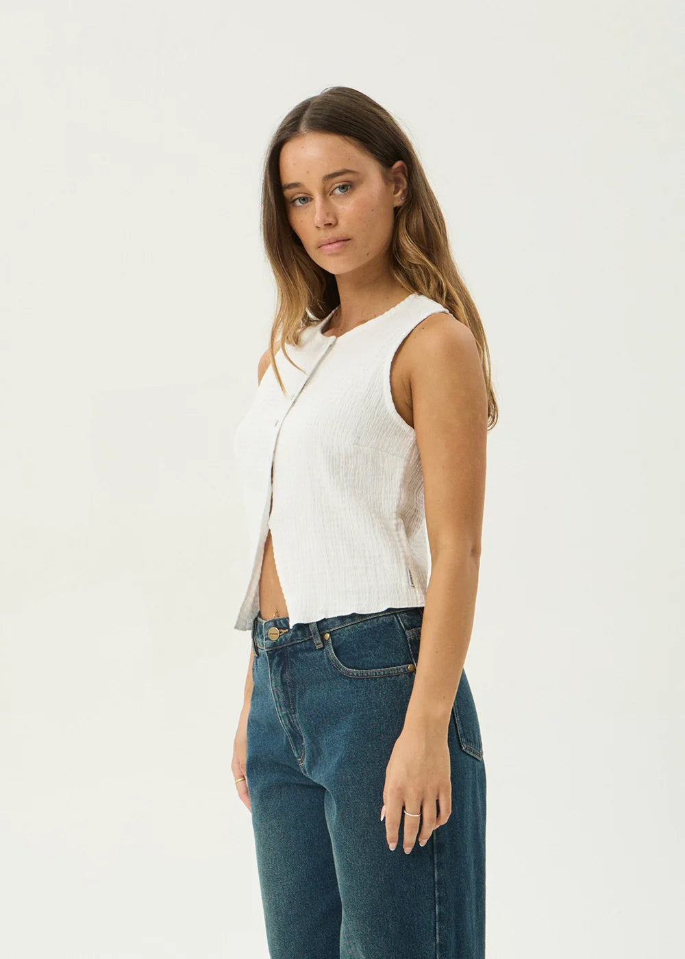 AFENDS Womens Lana - Seersucker Top - Off White