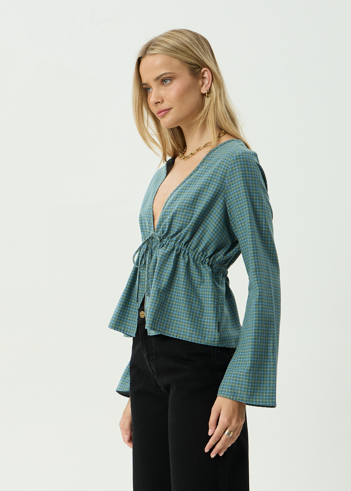 AFENDS Womens Voyager - Tie Top - Deep Olive Voyager