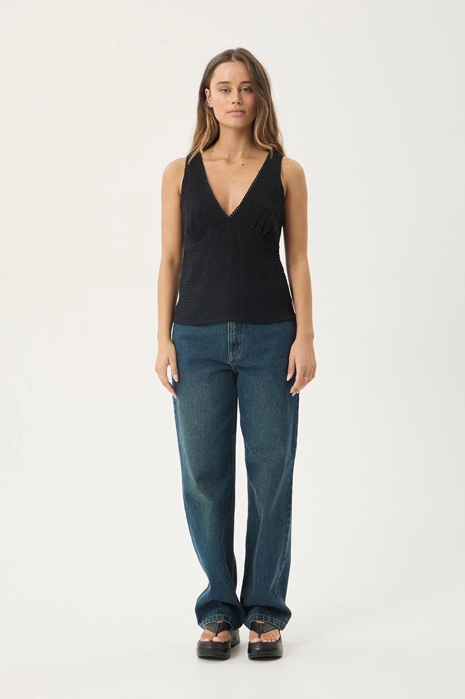 AFENDS Womens Robin - Seersucker Top - Black
