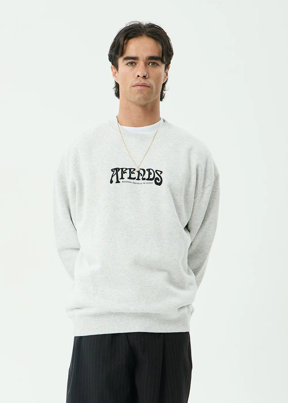 AFENDS Mens Perception - Crew Neck - Grey Marle