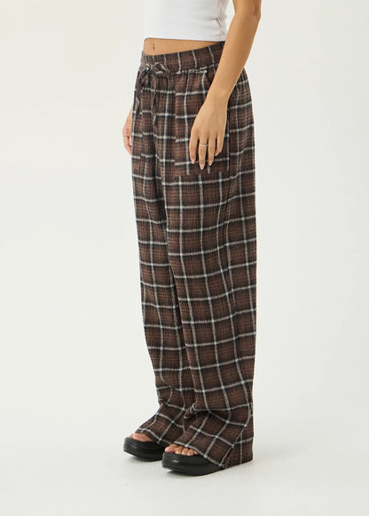 AFENDS Womens Reverie - Seersucker Pant - Coffee Check