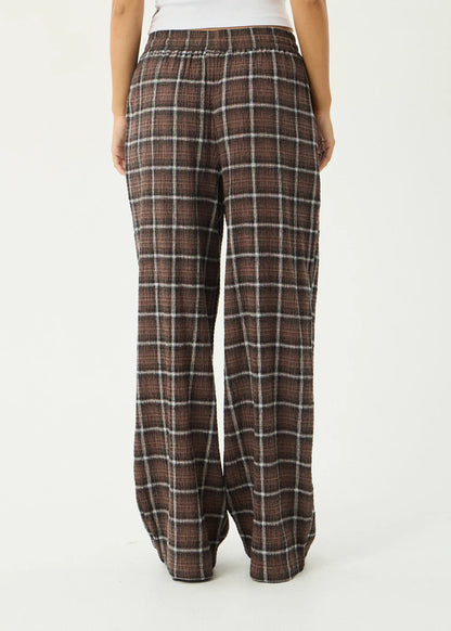 AFENDS Womens Reverie - Seersucker Pant - Coffee Check