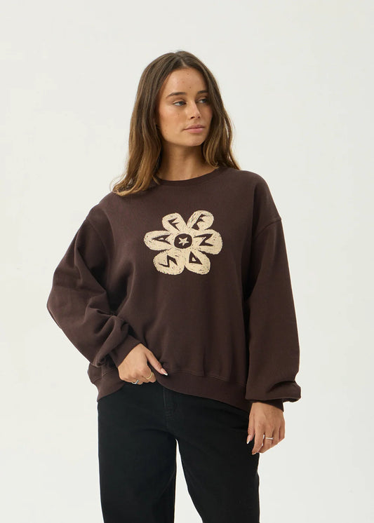 AFENDS Womens Raven - Crew Neck - Washed Coffee