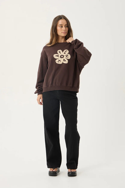 AFENDS Womens Raven - Crew Neck - Washed Coffee