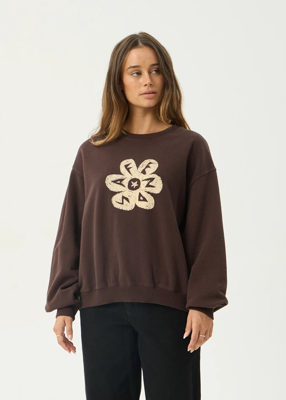 AFENDS Womens Raven - Crew Neck - Washed Coffee