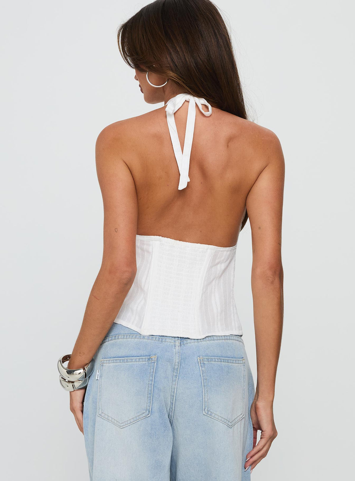 Call You Up Keyhole Backless Top White