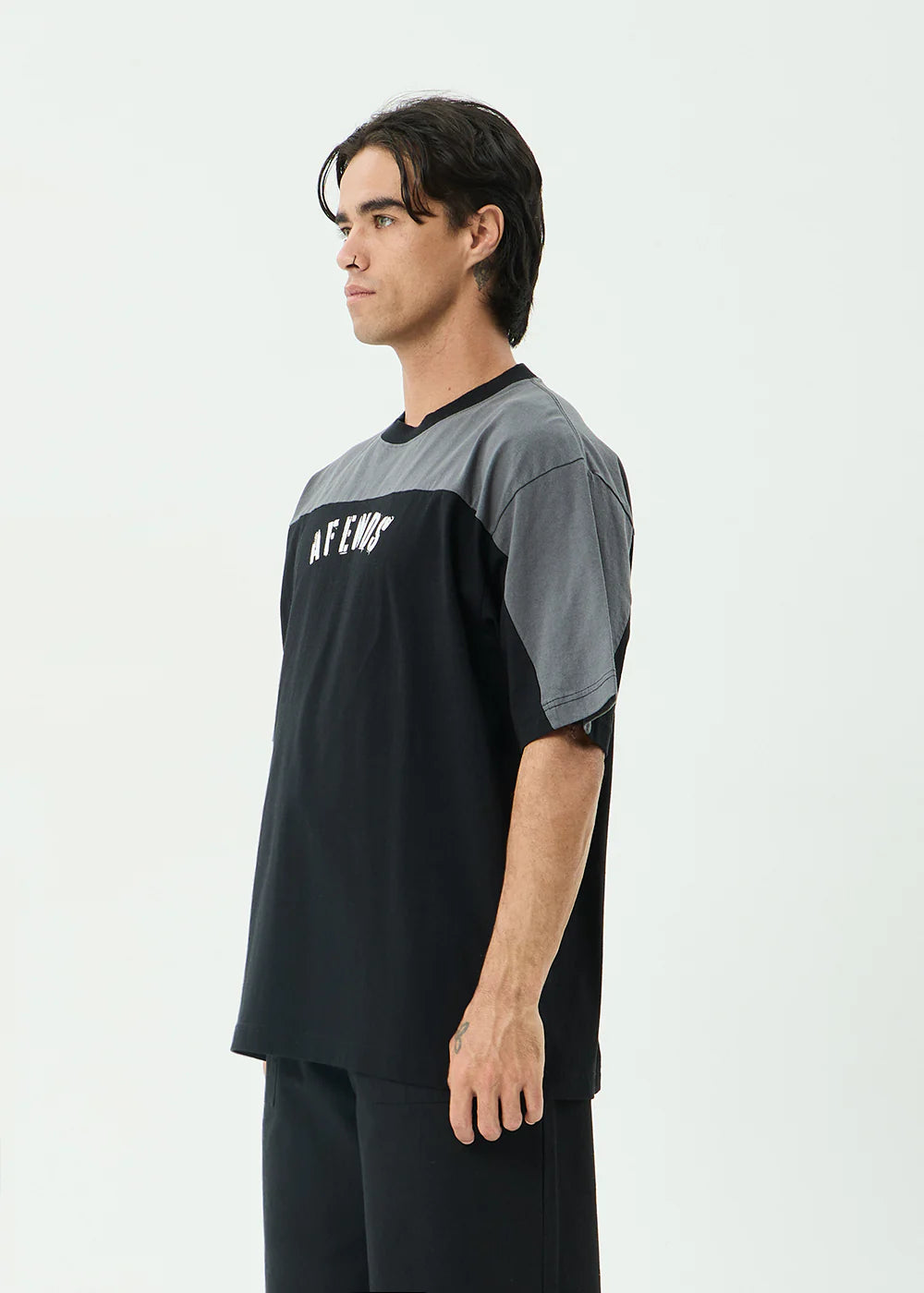 AFENDS Mens Contingent - Boxy Vintage Tee - Black