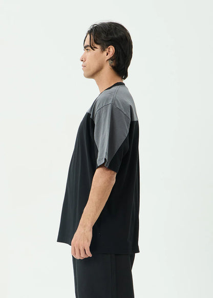 AFENDS Mens Contingent - Boxy Vintage Tee - Black