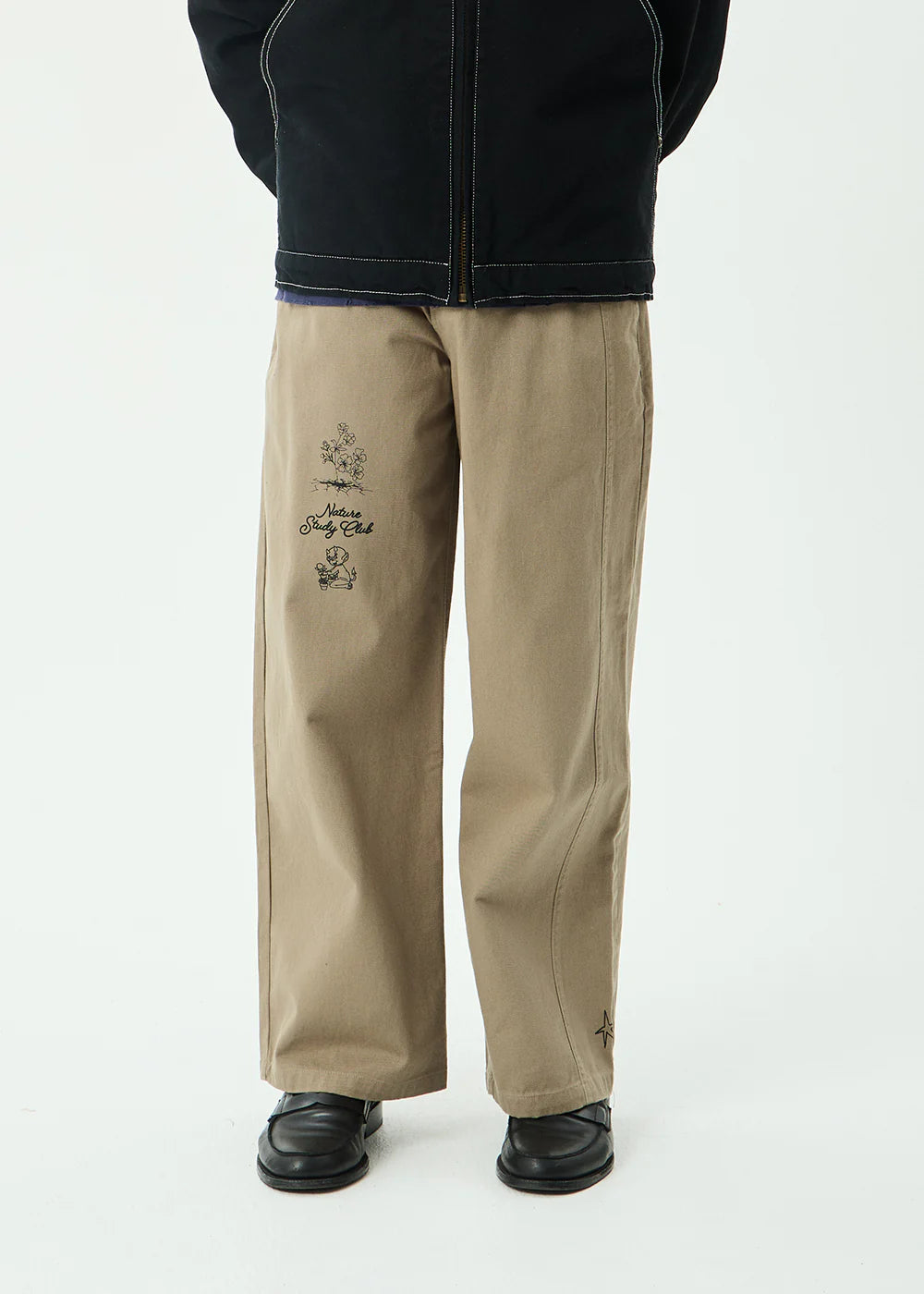 AFENDS Mens Flower Patch - Pablo Printed Pant - Stone