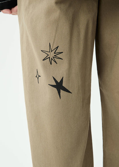 AFENDS Mens Flower Patch - Pablo Printed Pant - Stone
